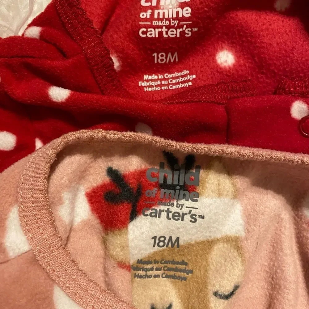 (2) Carter’s 18M Christmas Fleece Footies